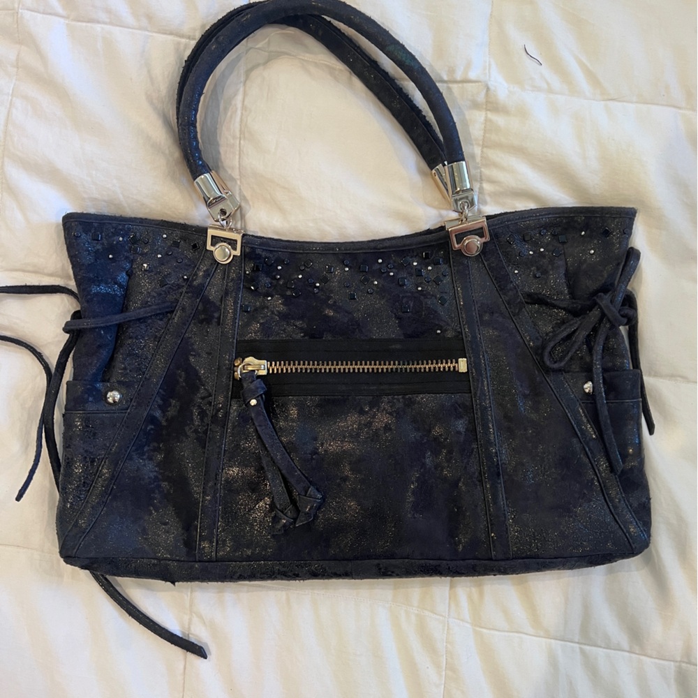 Navy sparkle Italian leather handbag